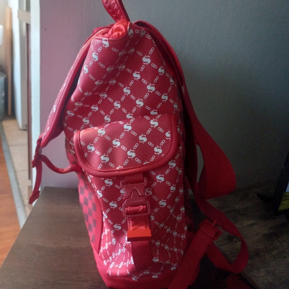 Sprayground Red/White Checkard, Moneysign, Sprayground Logo Bookbag Backpack NWT - Picture 3 of 12